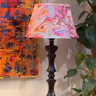 And here it is—the completed tailored lampshade in stunning marbled fabric. Well done, Tonia! 👌
.
.
.
.
.
1-2-1 Ten Day Lampshade Making Course
Student: Tonia, Somerset 
Moji Studio, Brighton
.
.
.
.
.#tailored #lampshades 
#lampshademaking #lampshadeworkshops #lampshadesign #handmadelampshade #handmade #traditionallampshade #studiovibe #traveltolearn #somerset #startabusiness #onetoonetuition #learning